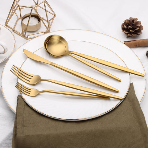 Terlulu wedding and hotel table setting with gold flatware accents