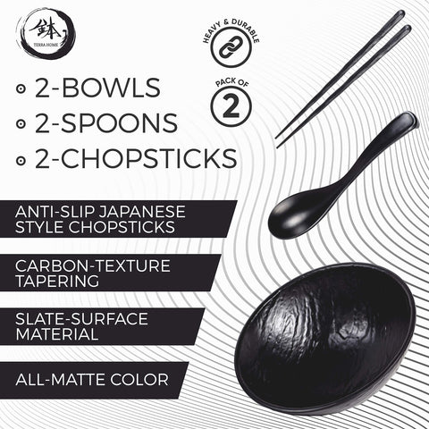 Terra Home carbon-textured chopsticks enhance noodle grip.
