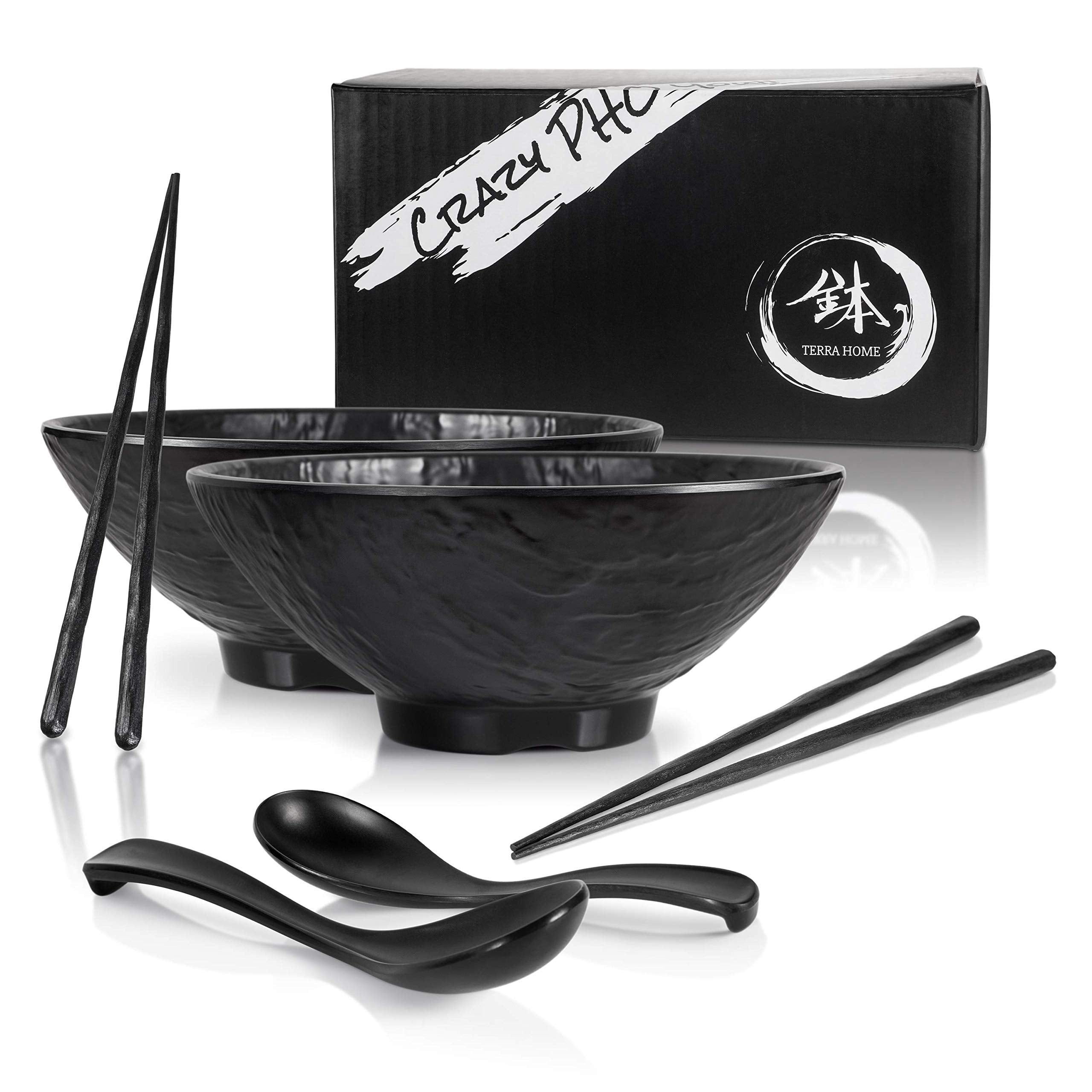 Terra Home ramen bowl large matte black, durable for daily use.