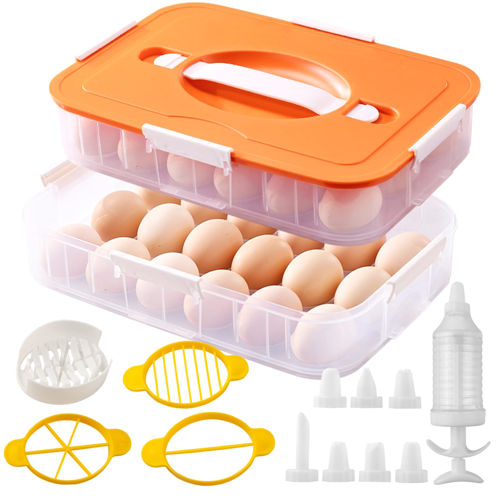 Terukir 2-layer deviled egg container with lid keeps eggs secure during transport