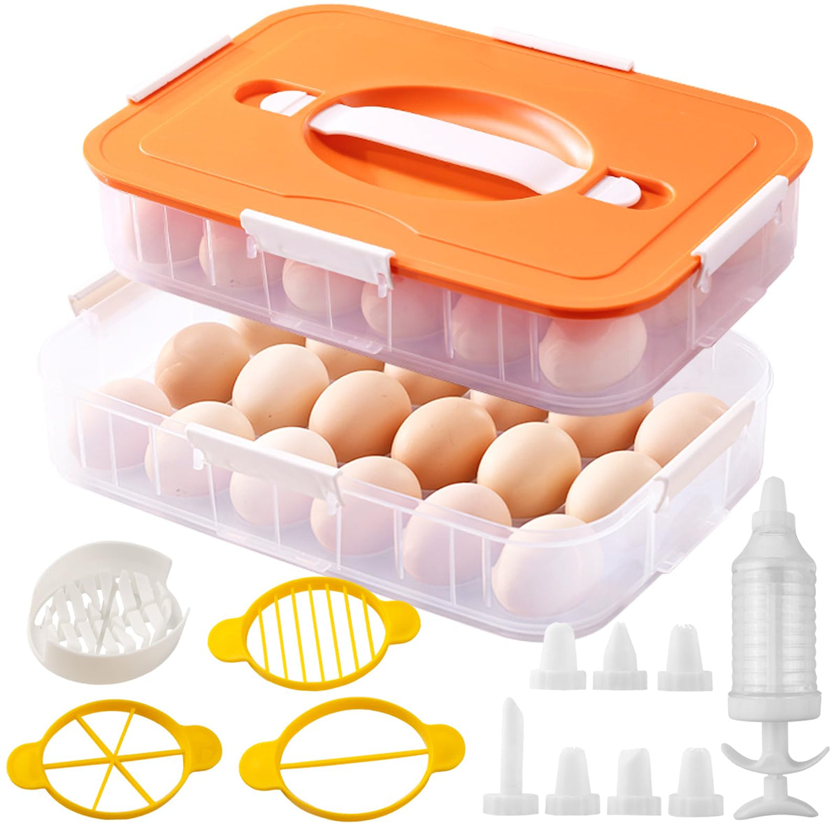 Terukir 2-layer deviled egg container with lid keeps eggs secure during transport