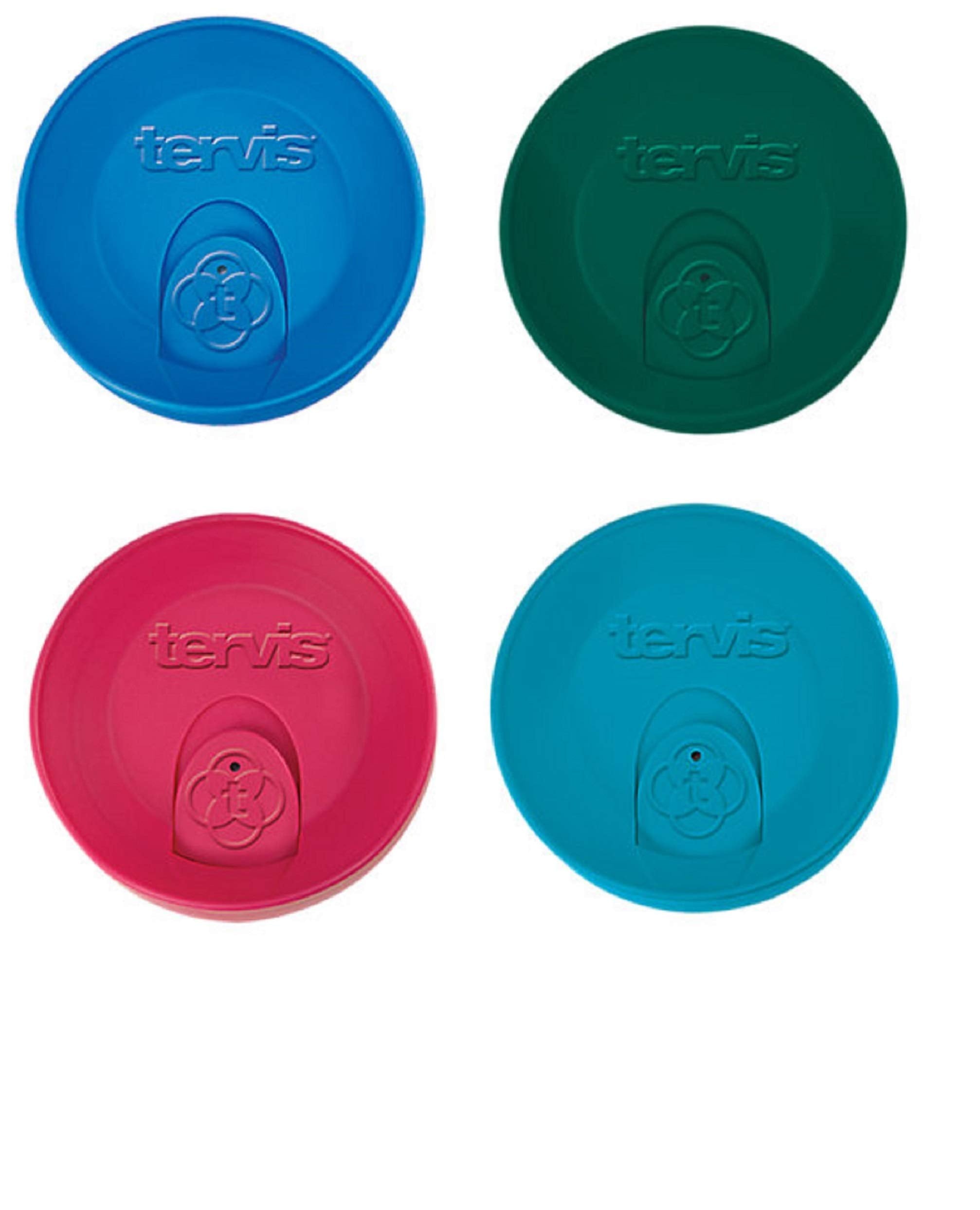 Tervis travel lid in blue close-up on a 16 oz tumbler for on-the-go sipping