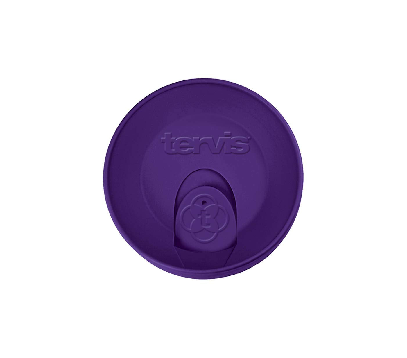 Tervis travel lid with fuchsia on a tumbler beside dishwasher-safe icon.