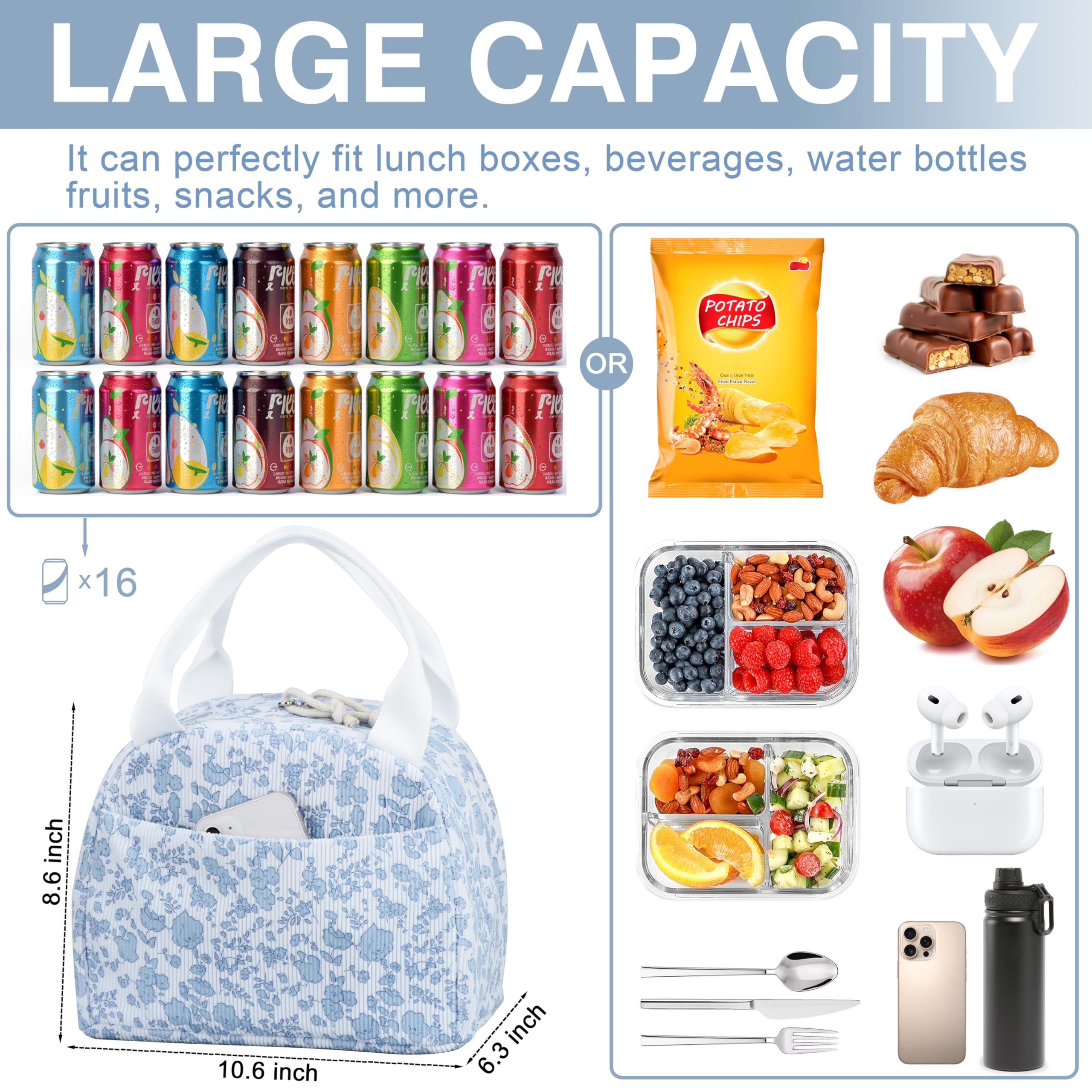 TESAFNG insulated lunch bag with foil lining to keep meals fresh.