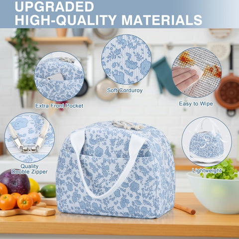 TESAFNG large-capacity lunch bag showing its measurements and space.
