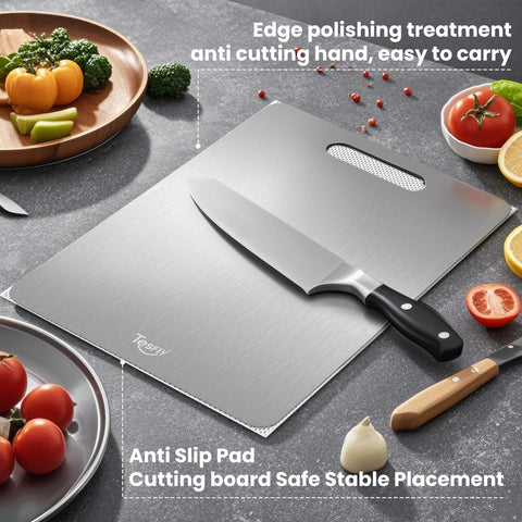 TESFLY titanium board plastic-free safety for food preparation.