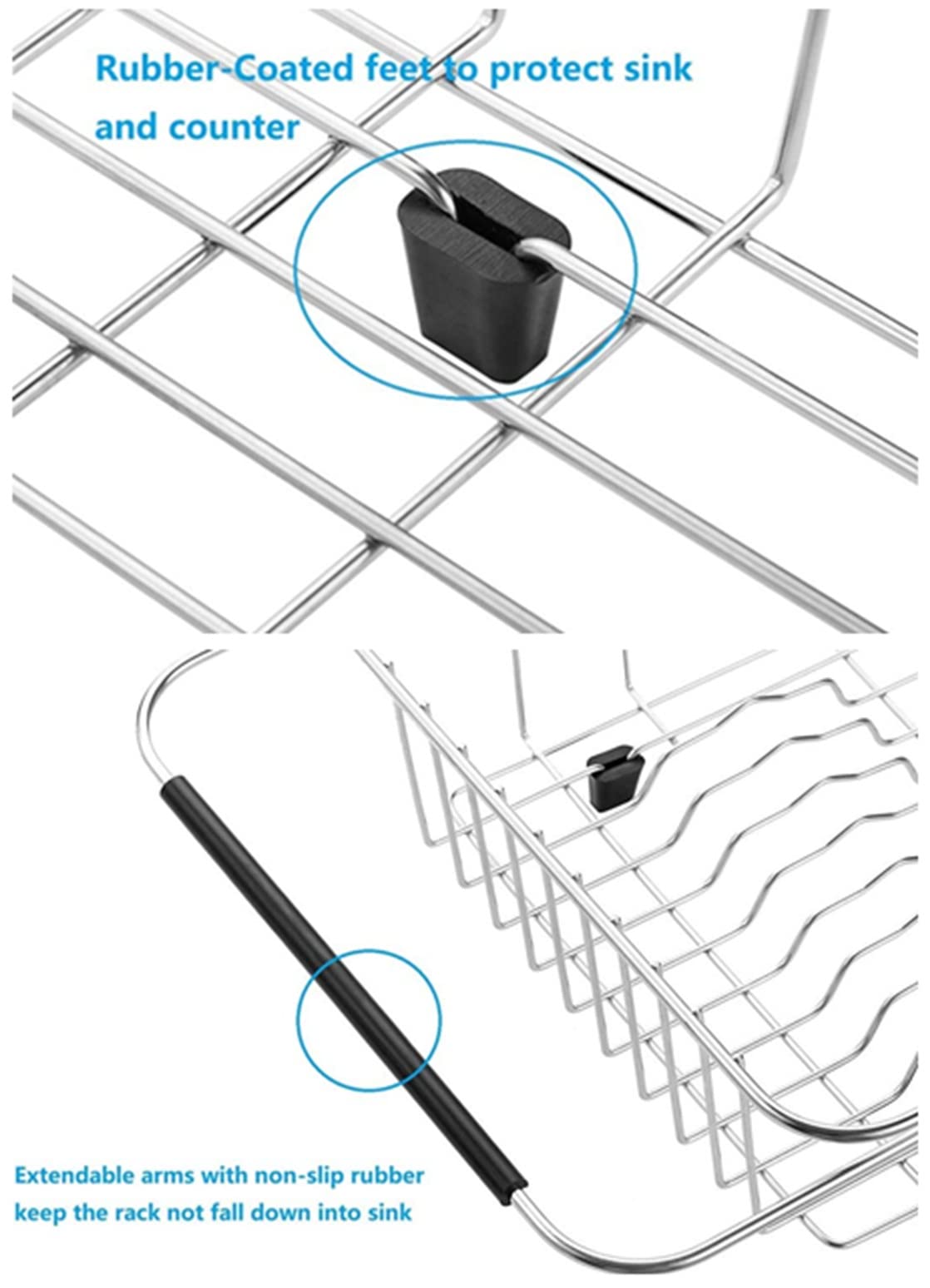 TESOT space-saving dish drainer dries plates and cups efficiently