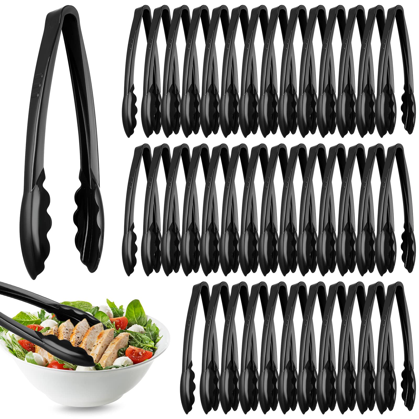 Tessco 50pcs plastic tongs pack for bulk buffet use.