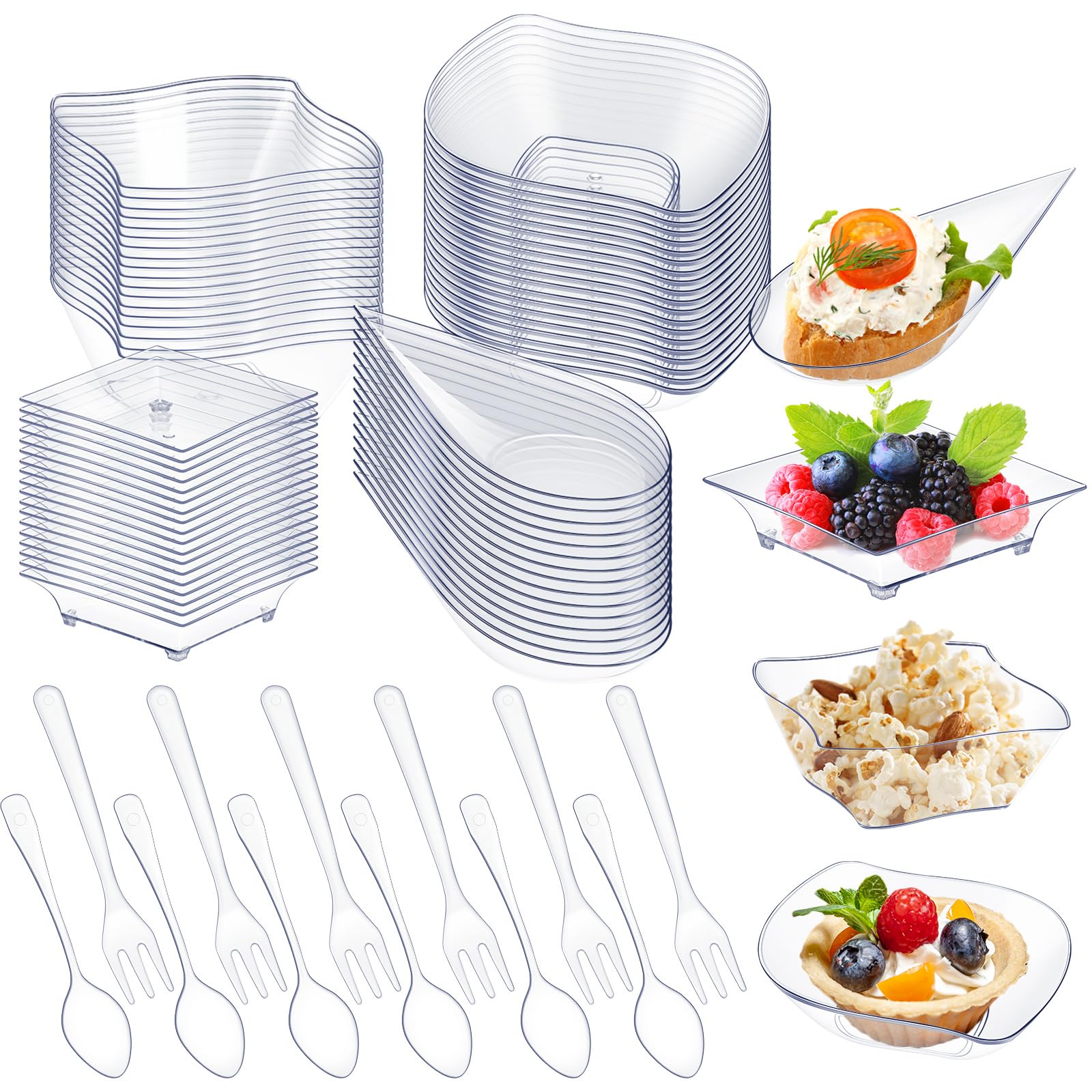 Tessco for you clear mini appetizer plates displaying a vibrant bite display
