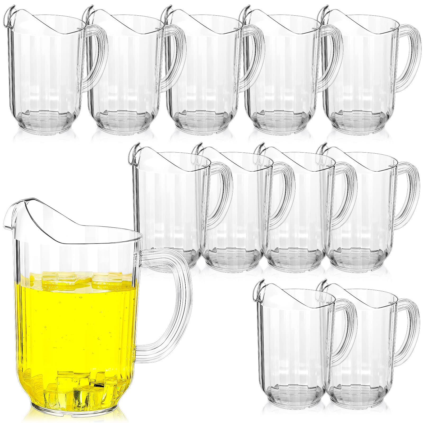 Tessco for you 60oz clear pitcher with handle for easy pouring.