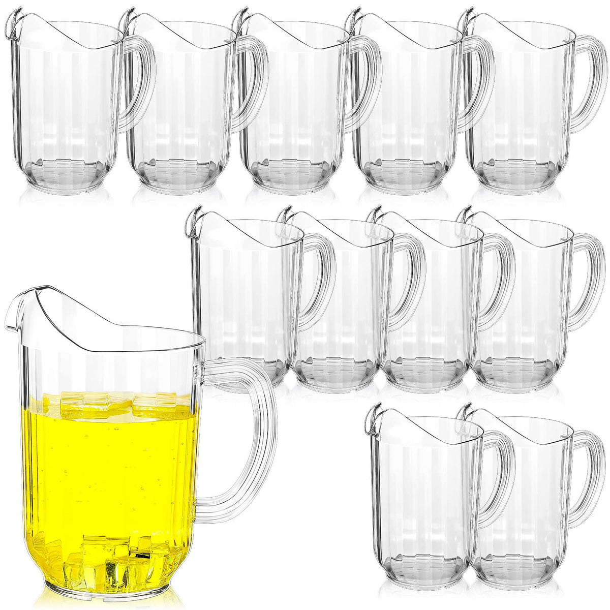 Tessco for you 60oz clear pitcher with handle for easy pouring.