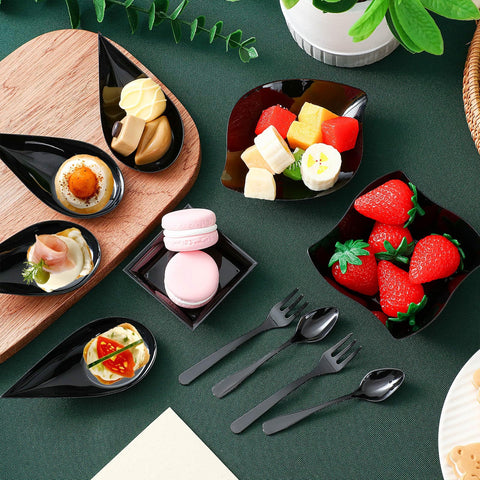 Tessco for you appetizer forks and spoons set in black for easy serving