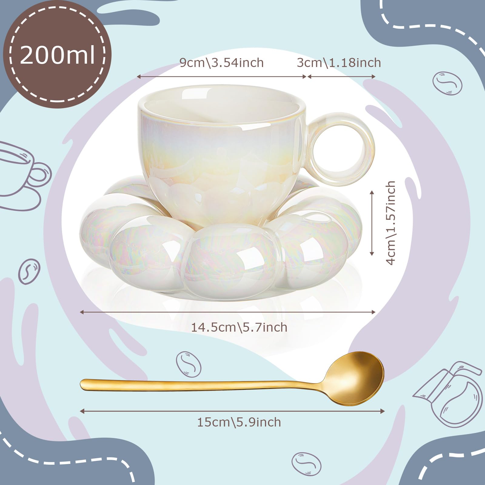Tessco for you pearl white mug with sunflower coaster for elegant tea moments.