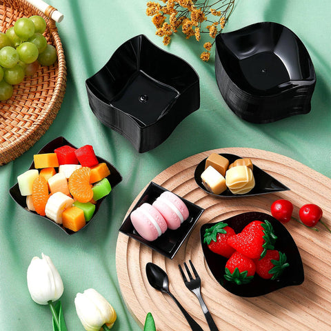 Tessco for you black dessert plate closeup highlights versatile dessert presentation