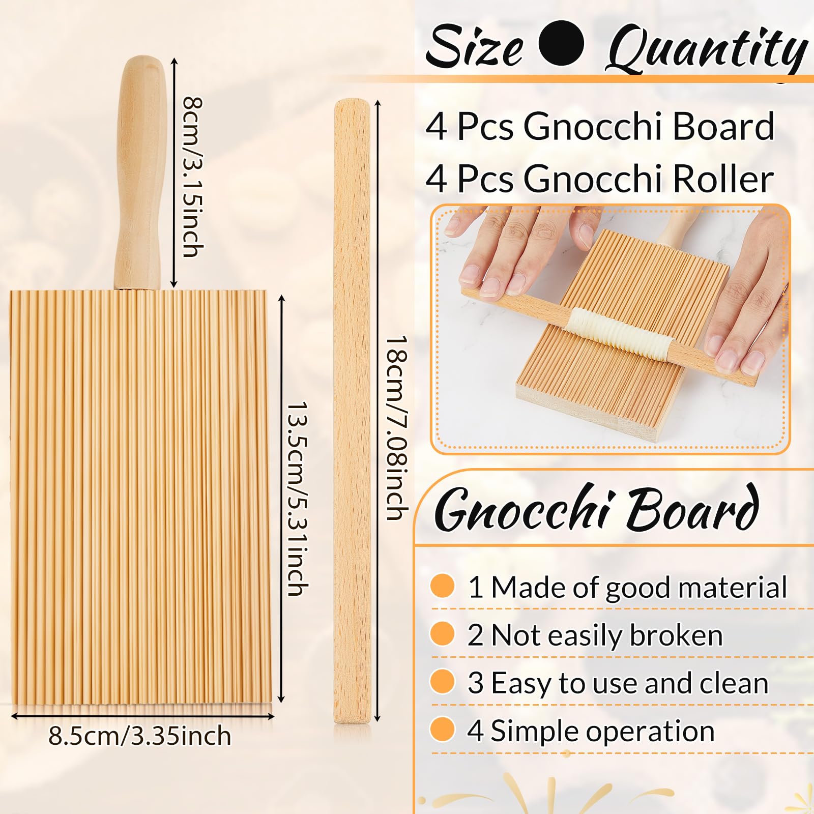 Tessco for you gnocchi board beechwood handle close up for steady shaping
