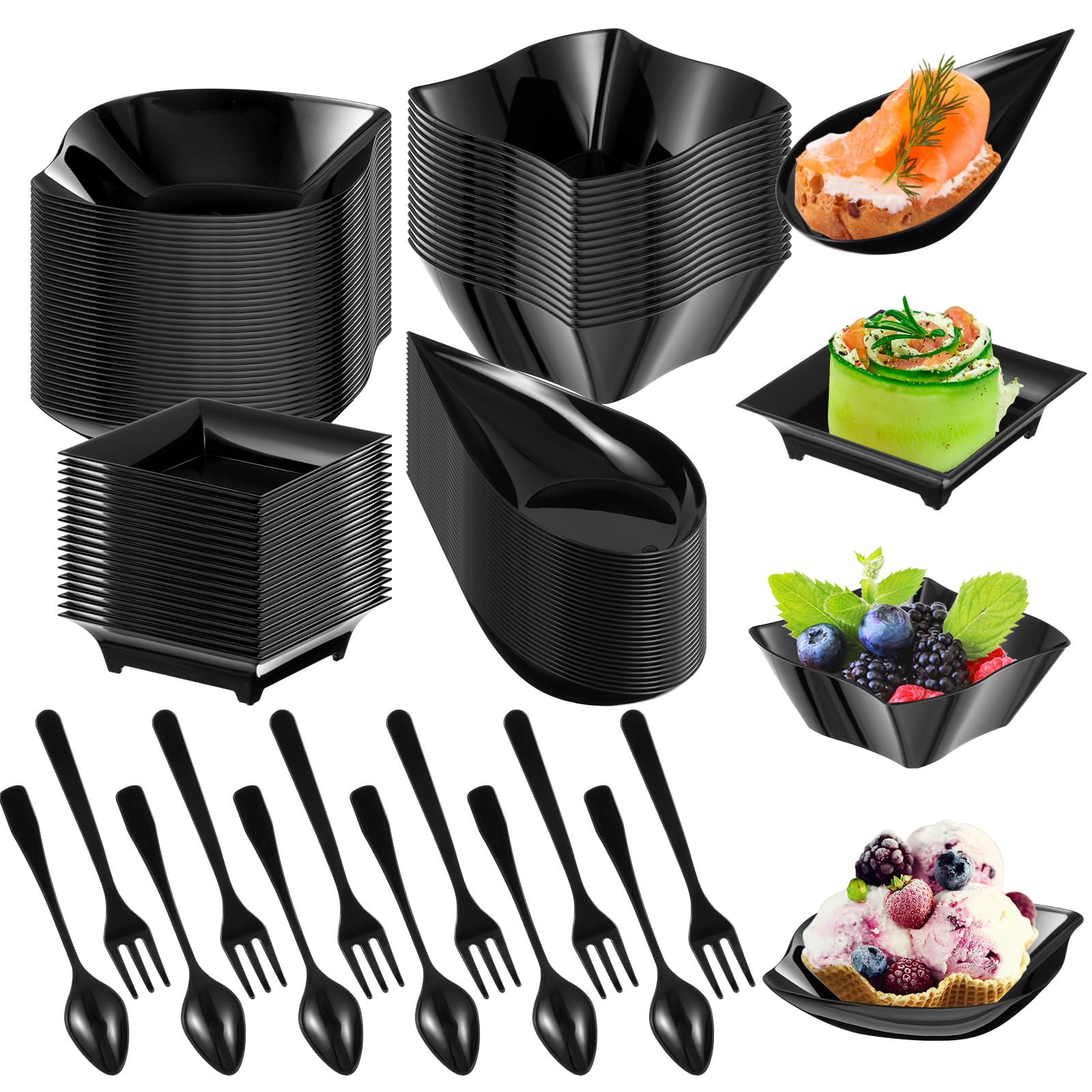 Tessco for you mini appetizer plates black closeup showcasing modern party serveware