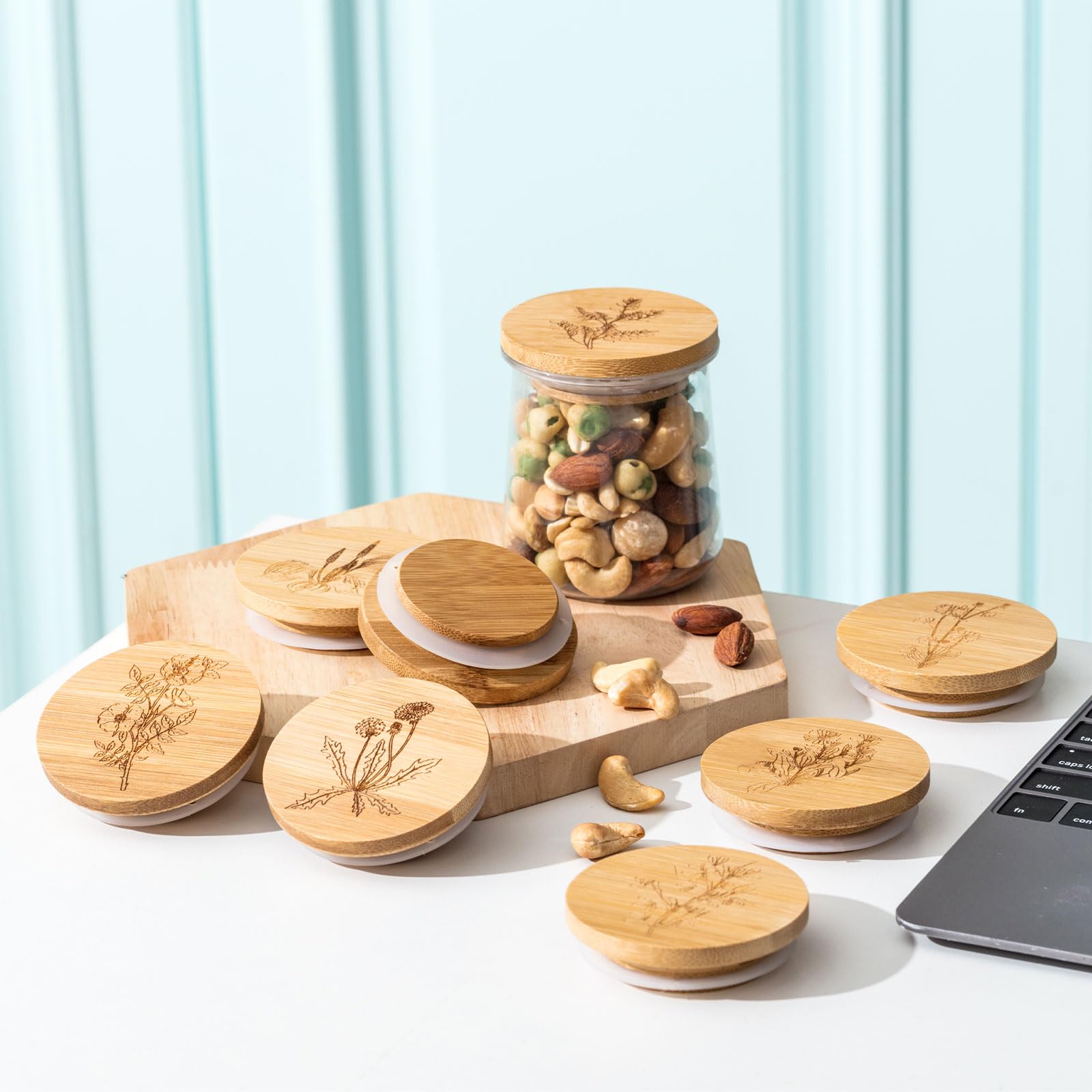 Tessco for you wooden bamboo lid close-up shows smooth grain and durable construction.