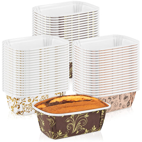 Tessco paper loaf pans in 4-4x2-7x1-6 inches for even baking and easy cleanup.