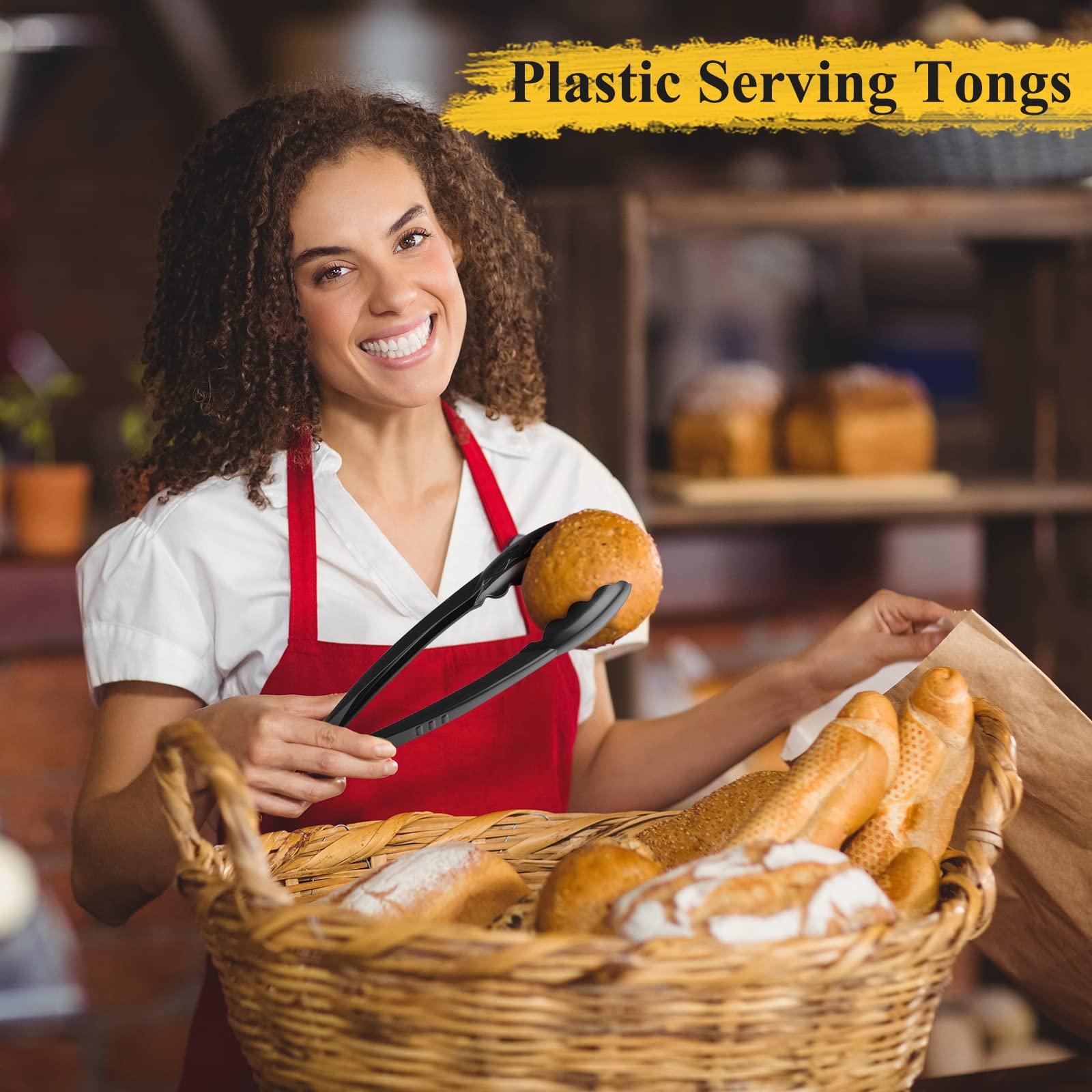 Tessco plastic tongs versatile for fruit, bakery, and picnics.