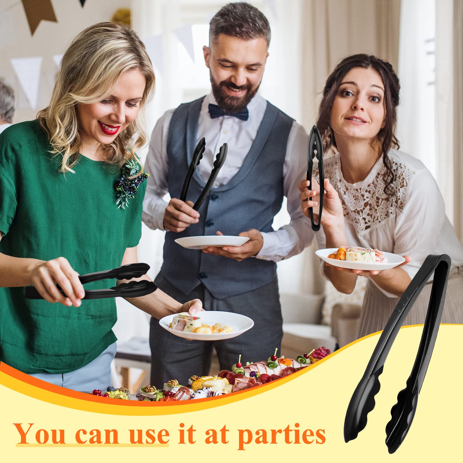 Tessco salad serving with plastic tongs for clean portions.