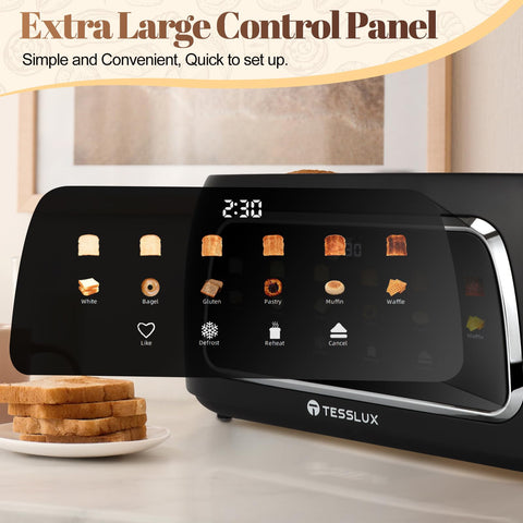 Tesslux toaster with 1.5 inch wide slots for thick slices