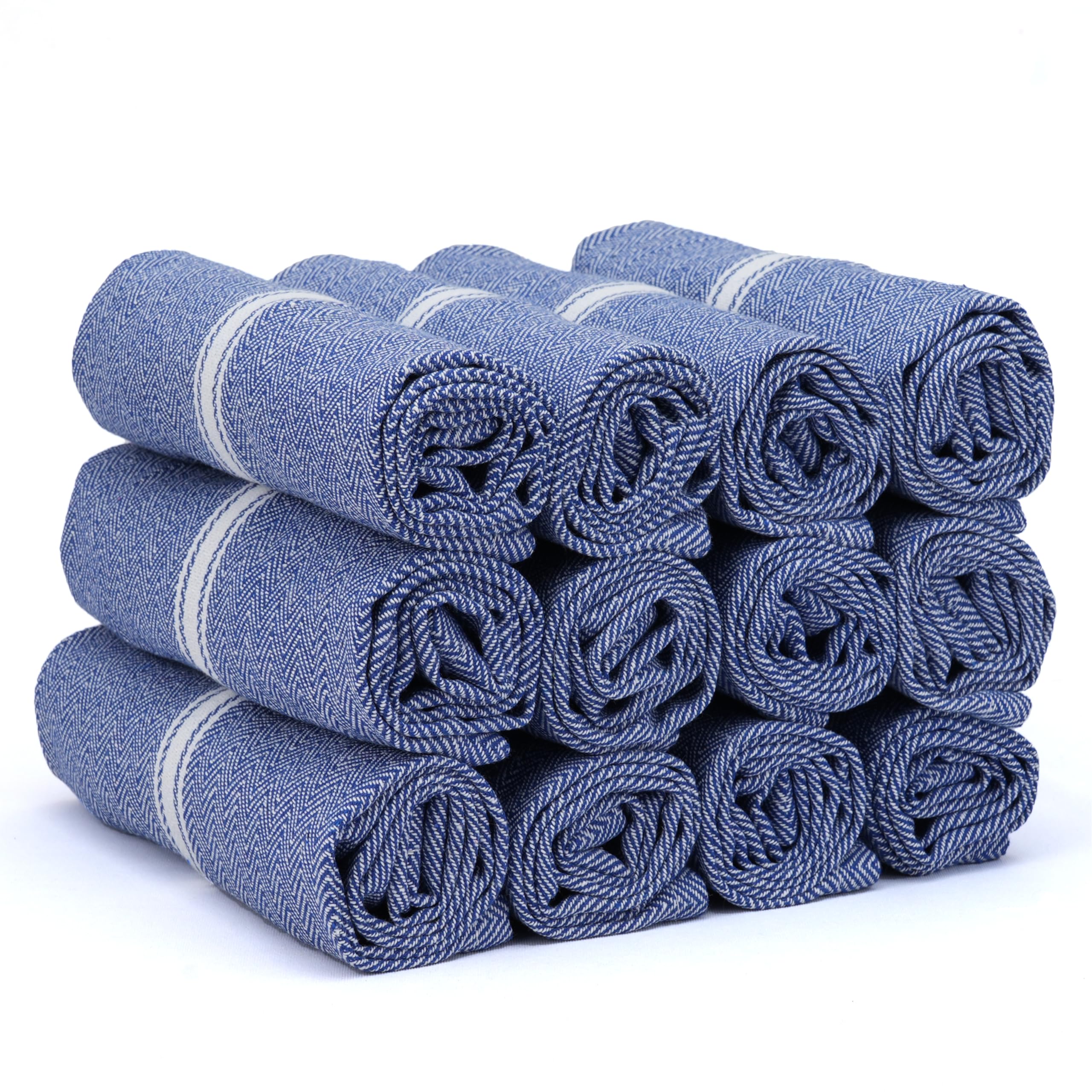 Texas Linen Co. premium blue chambray dish towel fold for quick drying and absorbent cleaning