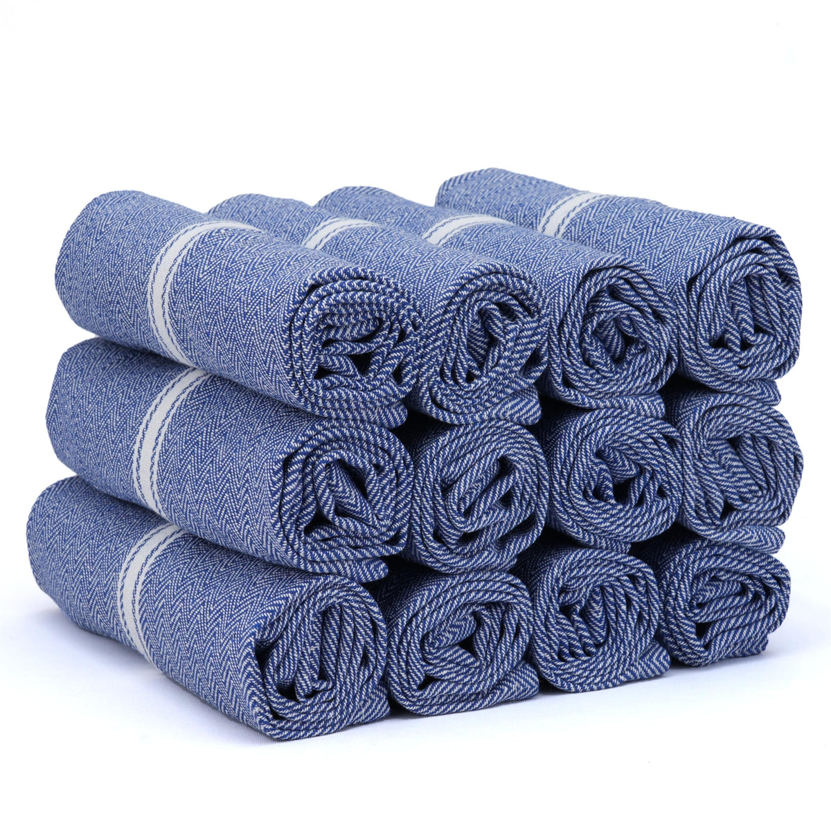 Texas Linen Co. premium blue chambray dish towel fold for quick drying and absorbent cleaning