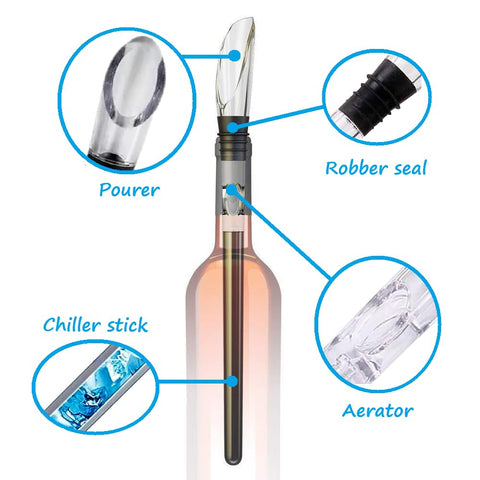 TEXASDELUXE chiller stick inserted into bottle maintains cool temperature.