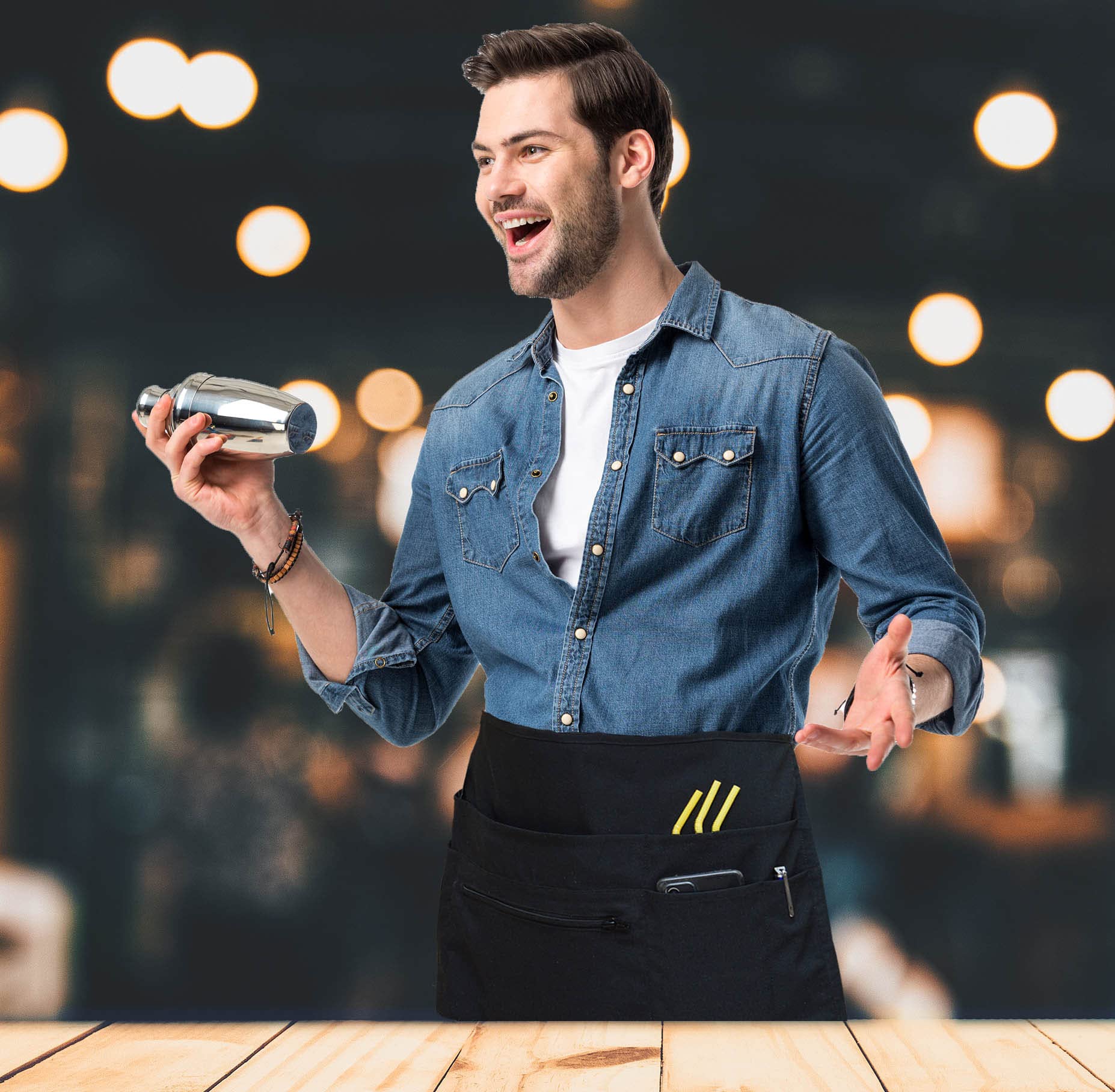 TEXVIDA waist apron suitable for both men and women in busy service environments