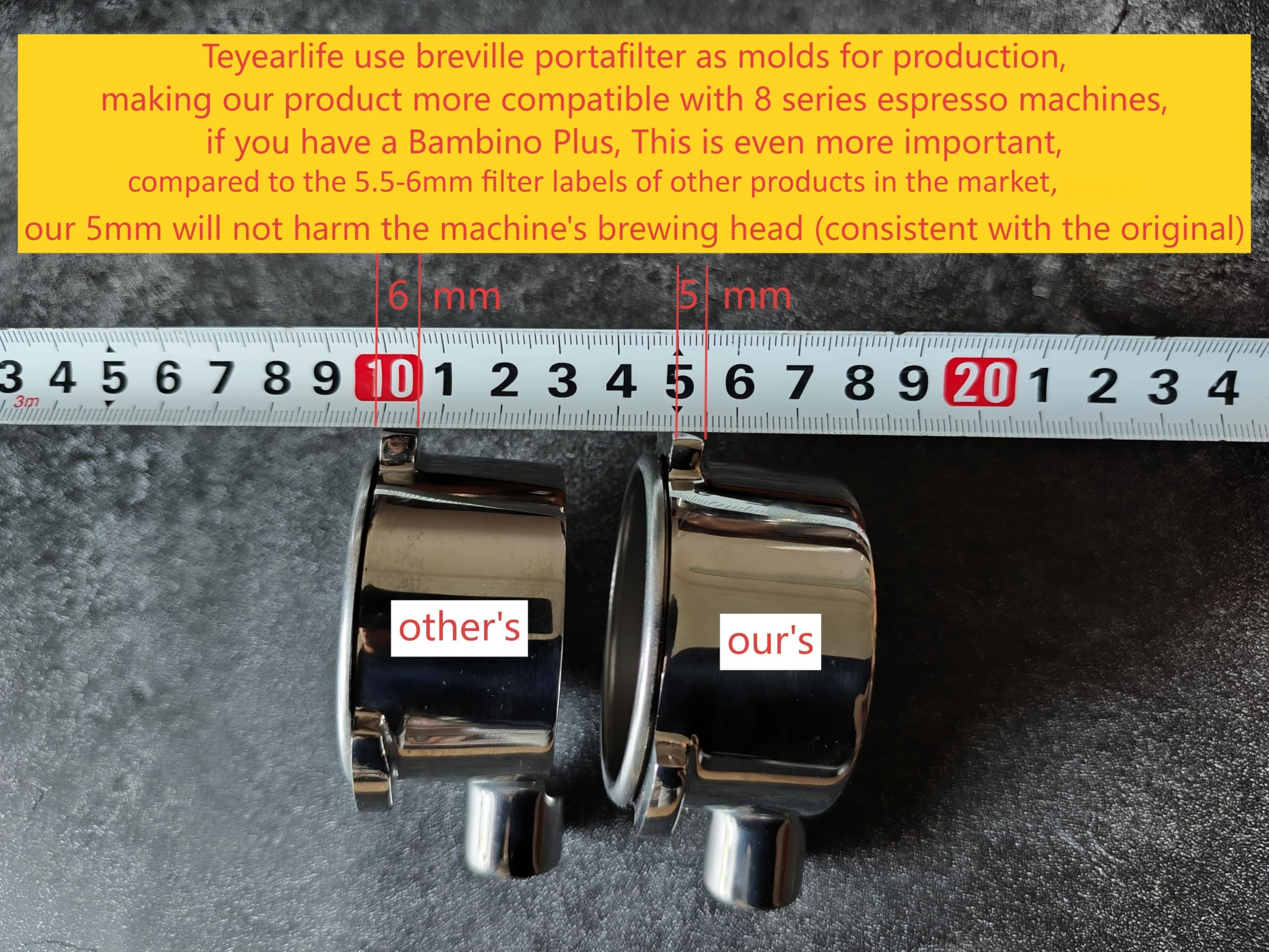 Teyearlife bottomless portafilter on Breville Touch for better dial-in and crema
