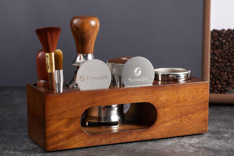 Teyearlife walnut wood coffee station adds elegant storage to your setup