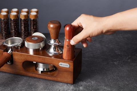 Teyearlife wood grain espresso accessories holder keeps tools organized and accessible