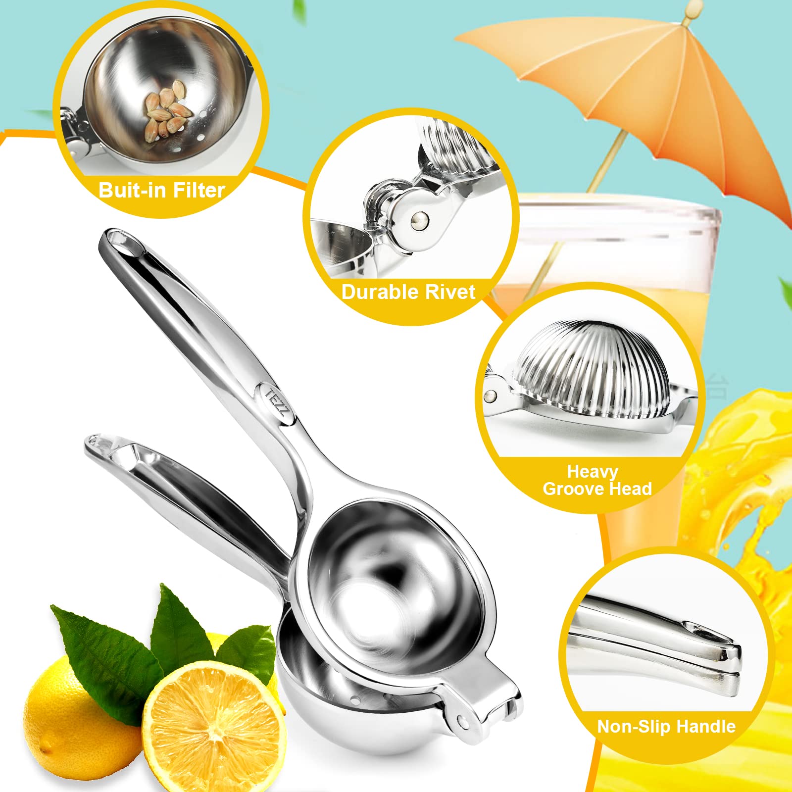 TEZZ easy-clean surface for fast rinsing after juicing.