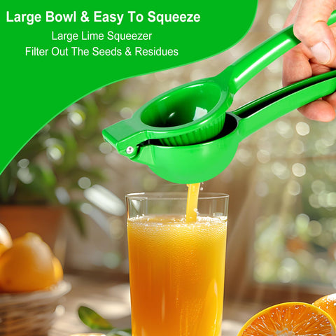 TEZZ metal citrus juicer with sturdy bowl for lemons, limes, and oranges.