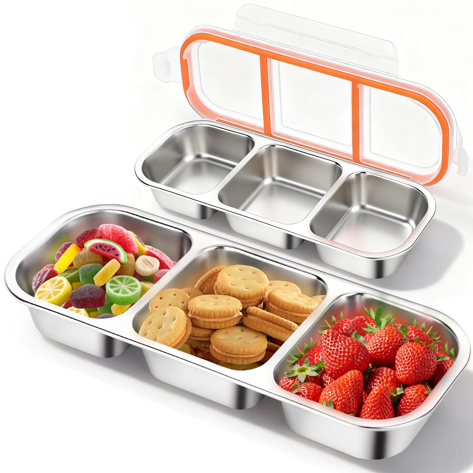 TGFBH 2Pack stainless steel snack containers with leakproof lids for mess-free lunches