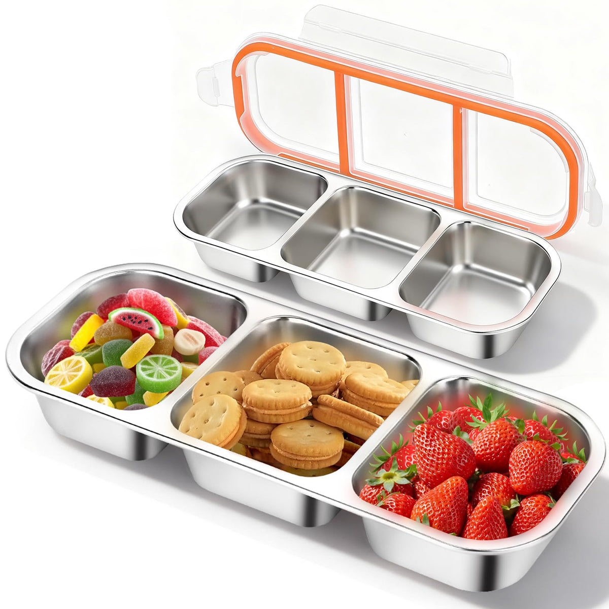 TGFBH 2Pack stainless steel snack containers with leakproof lids for mess-free lunches