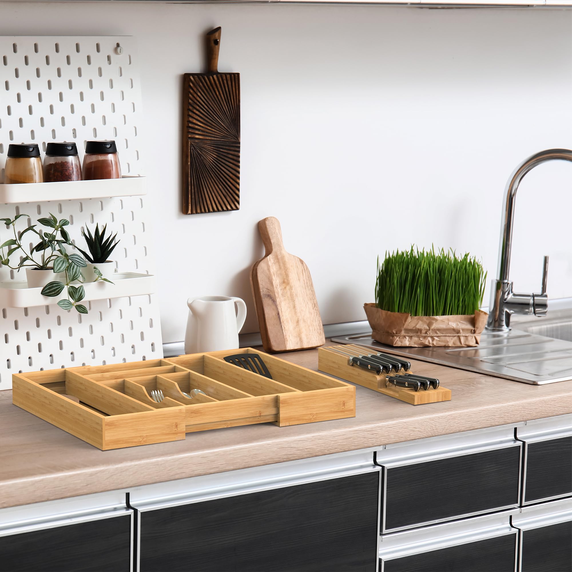 Thalomely Bamboo Drawer Organizer easy-care finish is durable and simple to maintain.