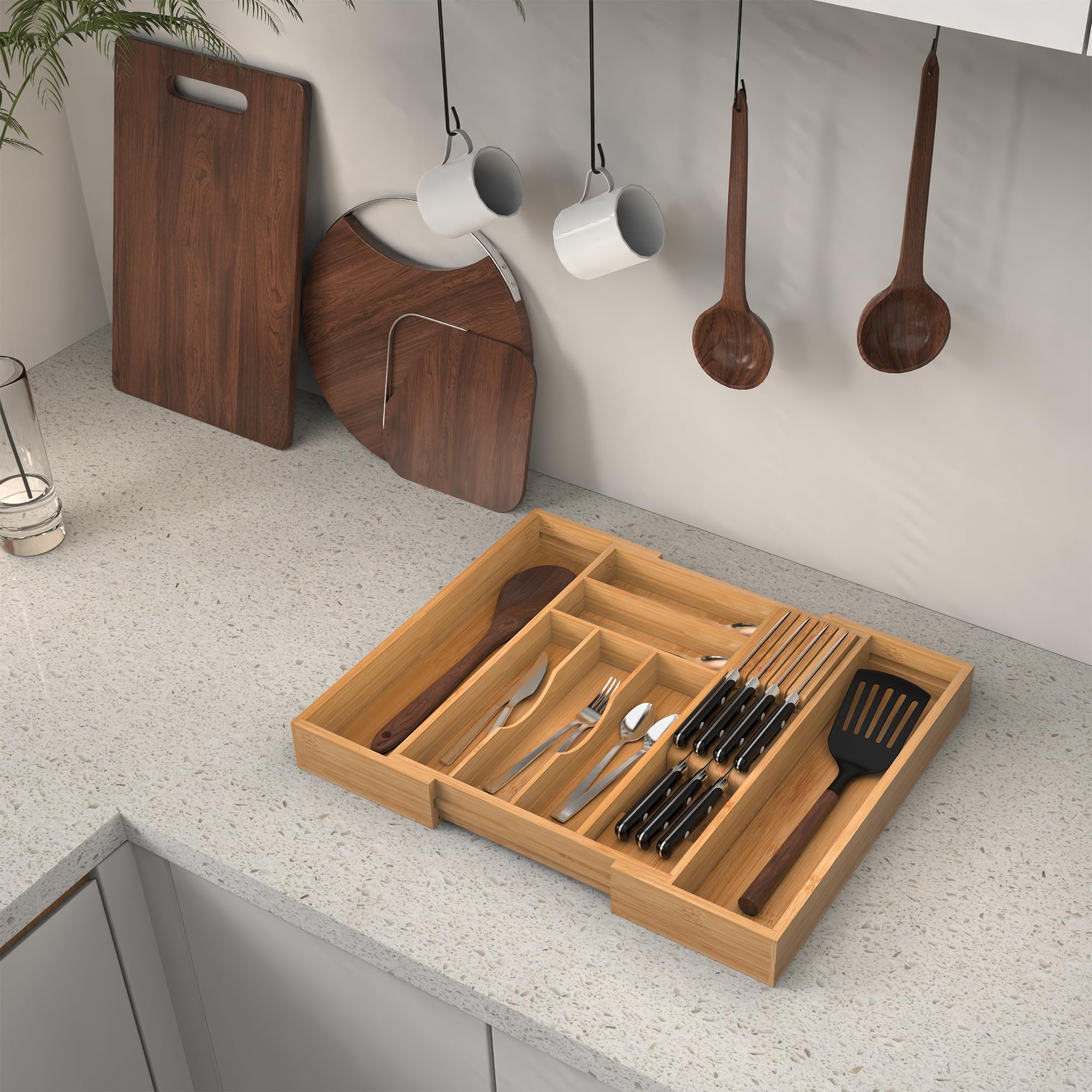Thalomely Bamboo Drawer Organizer 2.4-inch depth compatibility note for proper fit.