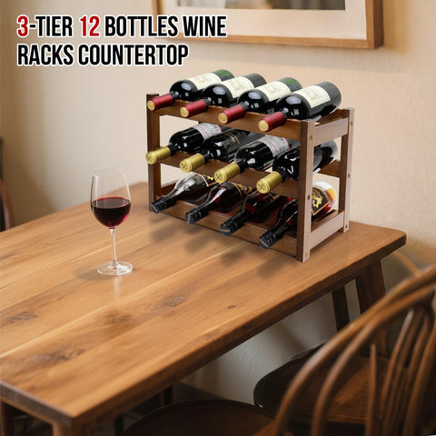 Thalomely bamboo wine rack side view showing compact footprint for countertop placement