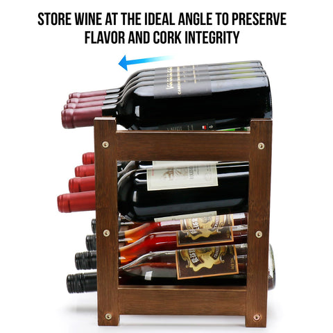 Thalomely bamboo wine rack on-countertop setup ideal for dining rooms and bars