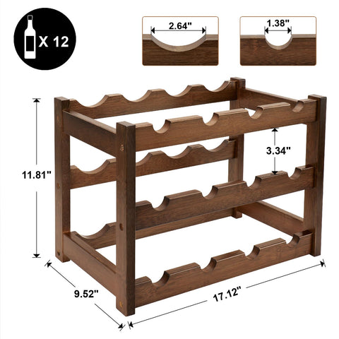 Thalomely bamboo wine rack tilted design supports secure bottle storage