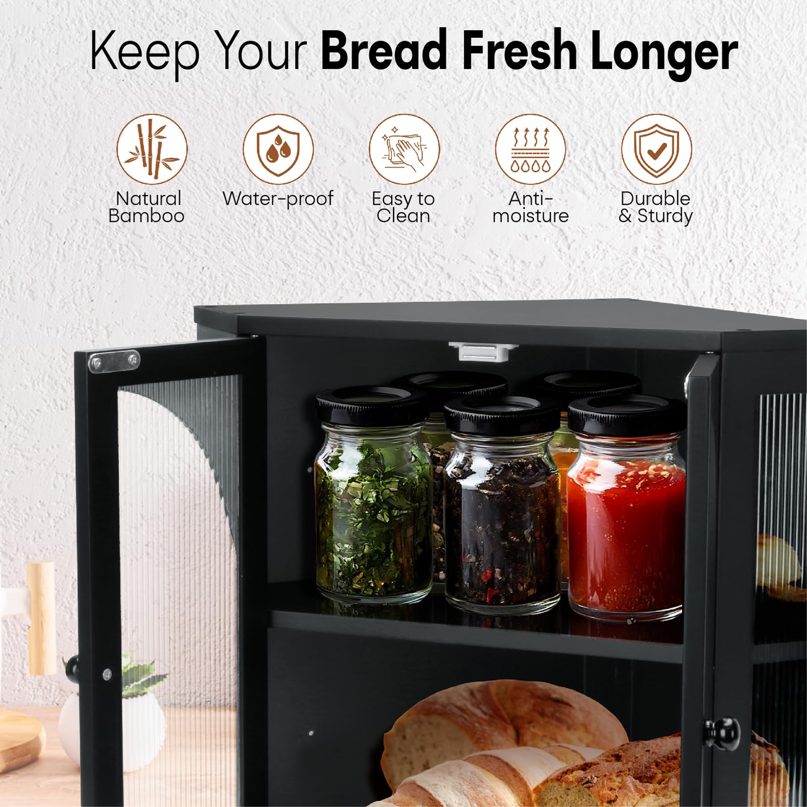 Thalomely bread box dimensions 12.6 by 12.6 by 16.3 inches.