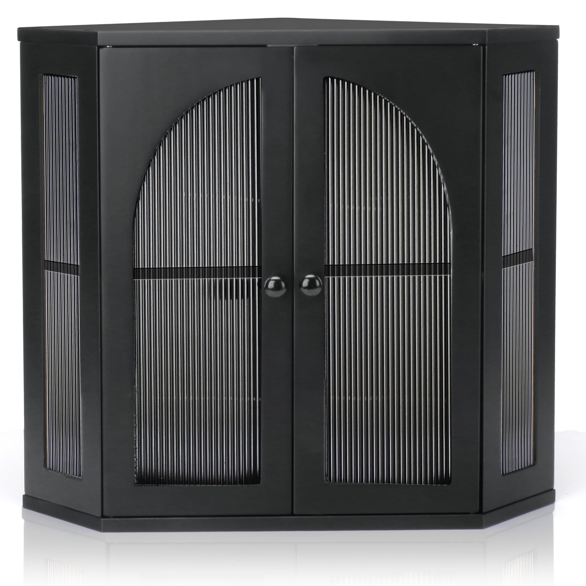 Thalomely corner bread box front view with double doors for easy access.