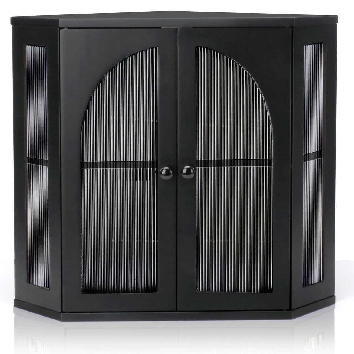 Thalomely corner bread box front view with double doors for easy access.