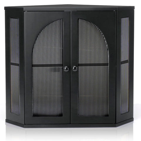 Thalomely corner bread box front view with double doors for easy access.