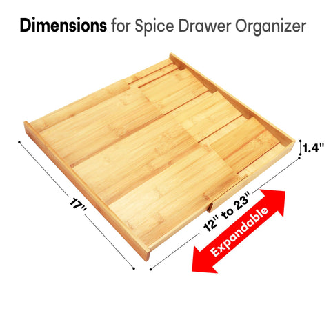 Thalomely expandable spice rack fits 12 to 23 inches drawers for customization