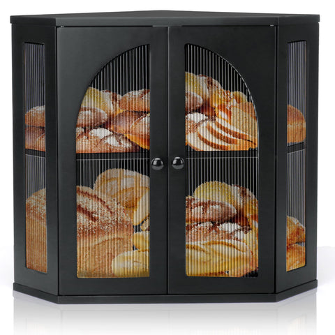 Thalomely corner bread box on a kitchen counter ready to organize.