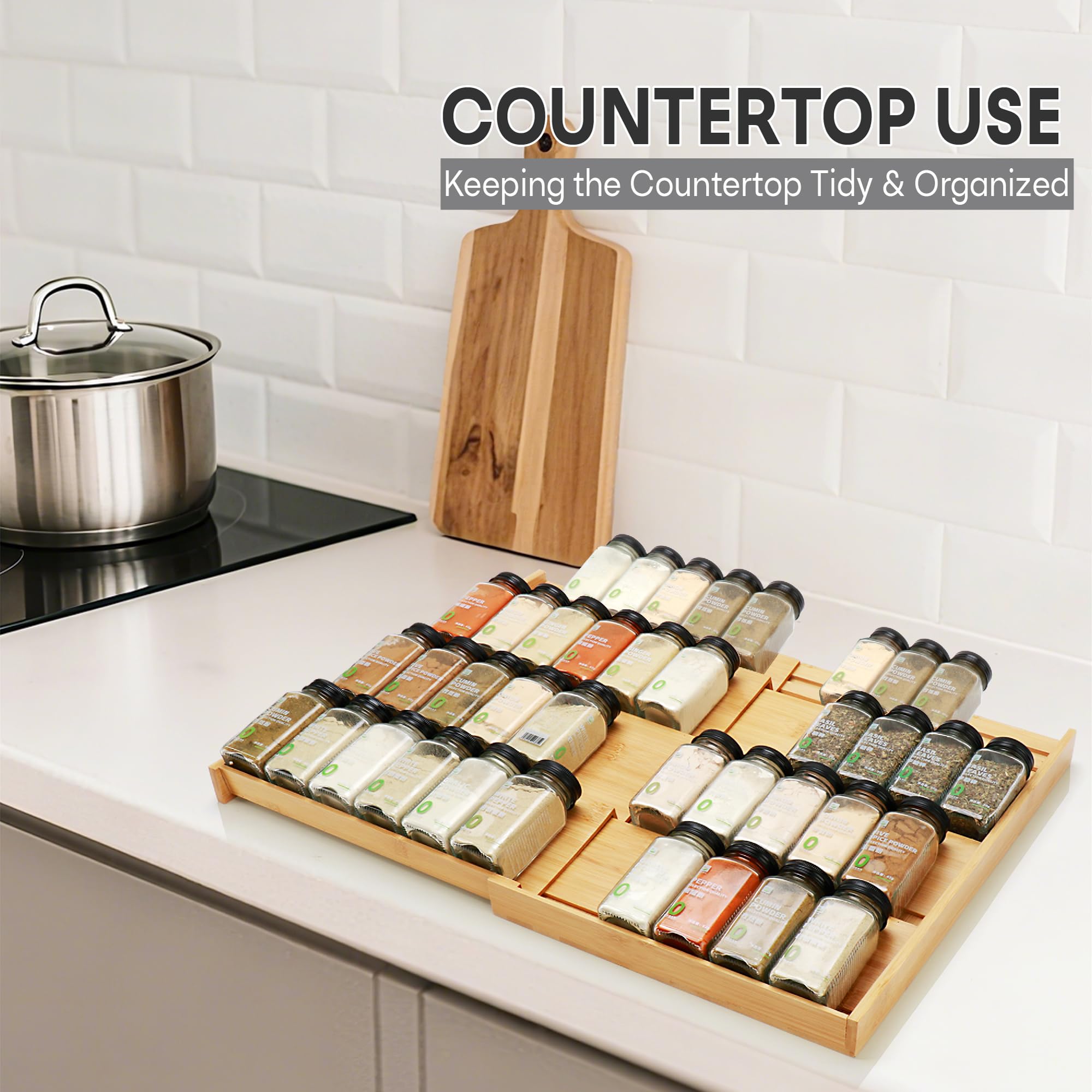 Thalomely natural bamboo spice rack with moisture resistance