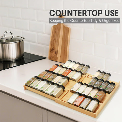 Thalomely natural bamboo spice rack with moisture resistance