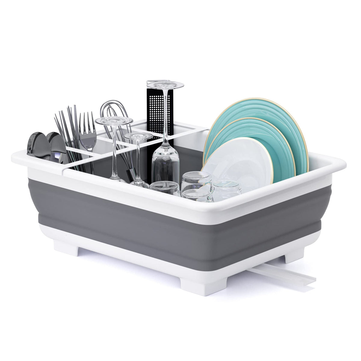 THANSTAR collapsible dish drying rack open for quick countertop drying